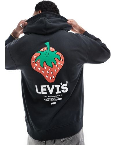 Levi's Hoodie With Strawberry Logo Back Print - Black