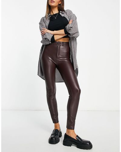 Pull&Bear High Waisted Faux Leather Skinny Pants - White