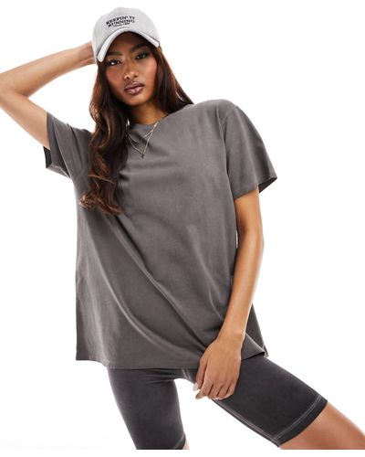 ASOS 4505 Icon - t-shirt oversize en tissu séchage rapide - anthracite délavé - Gris