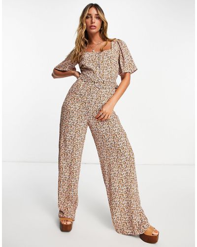 Mango Jumpsuit Met Vierkante Halslijn En Bloemenprint - Meerkleurig