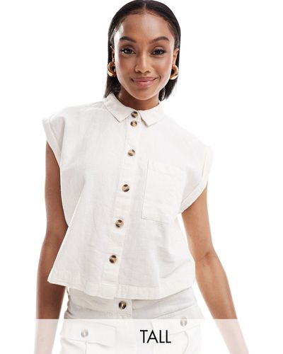 Vero Moda Cropped Linen Shirt - White