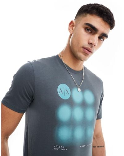 Armani Exchange Blurred Circle Logo Print T-shirt - Blue