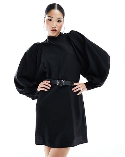 EDITED High Neck Mini Dress With Detachable Belt - Black