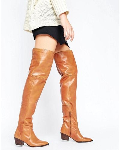 ALDO Deedee Western Leather Over The Knee Boots - Brown