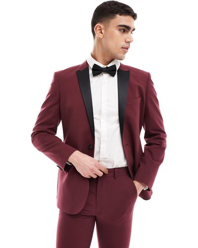 ASOS Skinny Tuxedo Suit Jacket - Red