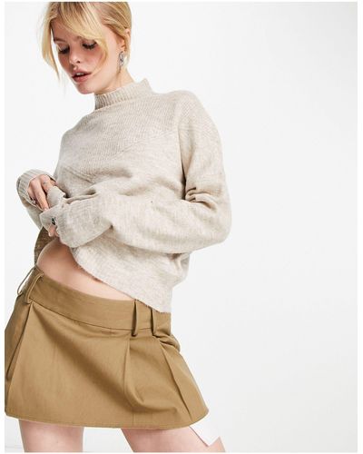 ONLY High Neck Soft Knit Sweater - Natural