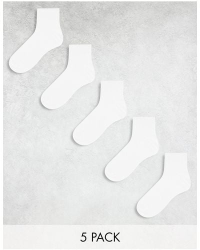 River Island 5 Pack Ankle Socks - White