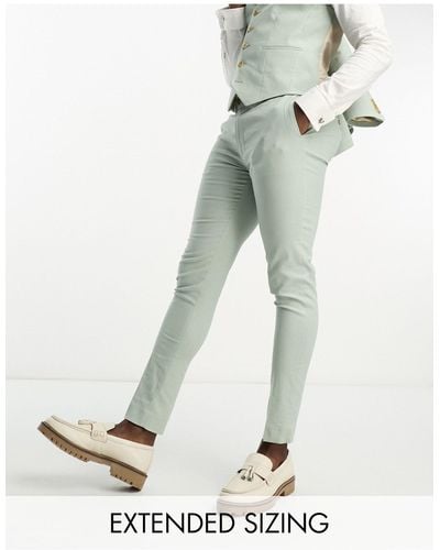 ASOS Super Skinny Linen Mix Suit Trousers - White