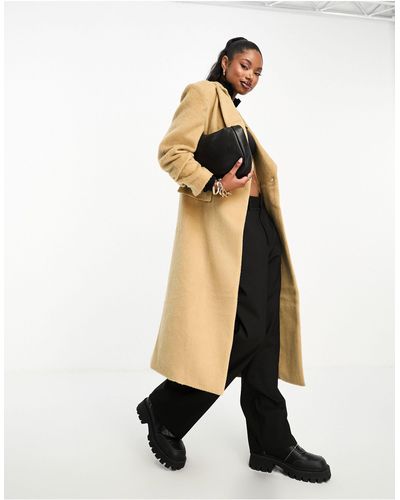 4th & Reckless Cappotto lungo elegante color cammello effetto lana stretto - Neutro