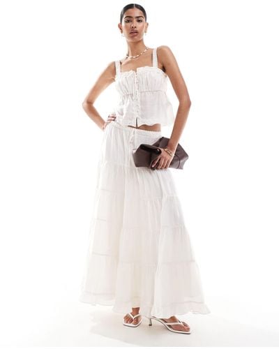 Forever New Tiered Maxi Skirt - White