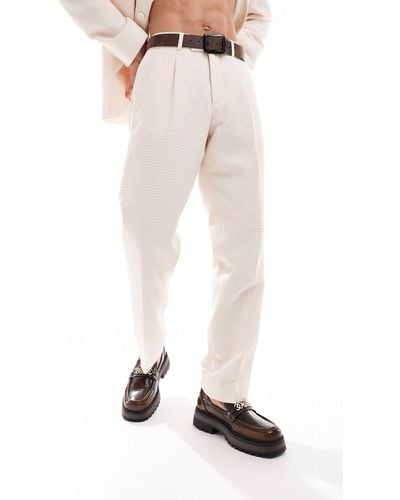 Viggo Elanga - pantaloni da abito color pietra - Bianco
