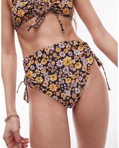 TOPSHOP Mix And Match High Waist Ruched Bikini Bottoms - Multicolor