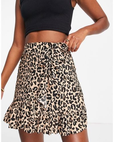 Trendyol Wrap Mini Skirt - Brown