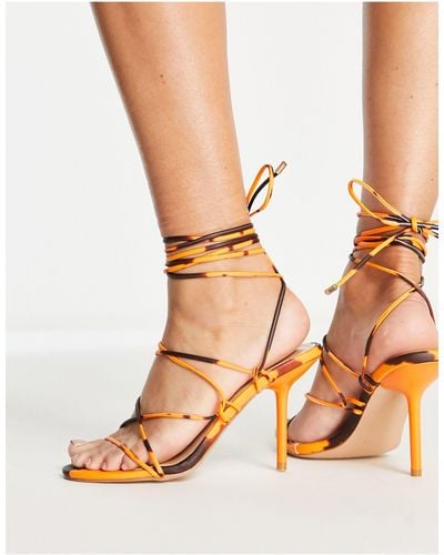 SIMMI Simmi London Tie Ankle Heeled Sandal - Orange