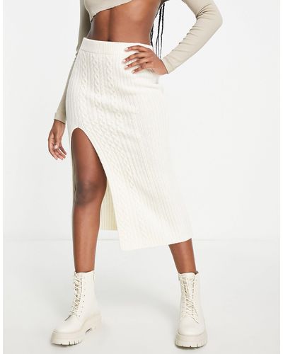 Weekday Jill Cable Knit Midi Skirt - White