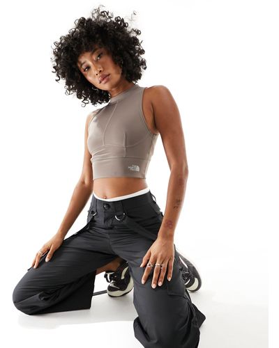 The North Face Piping Ribbed Cropped Tank Top - Black