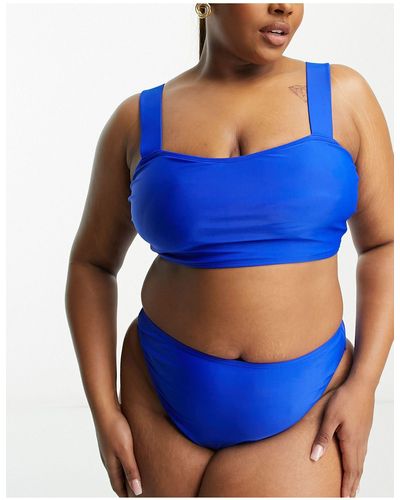 Brave Soul Plus - Bikinibroekje Met Hoge Taille - Blauw