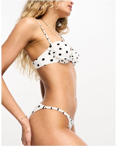 River Island – geraffter balconette-bikini - Weiß