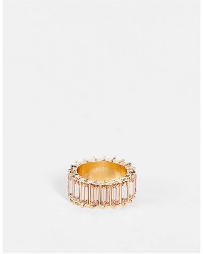 ASOS Ring With Pink Baguette Stones - Metallic