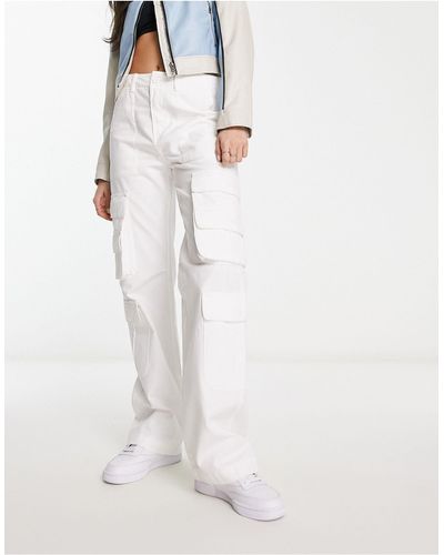 Pull&Bear Multi Pocket Cargo Trousers - White