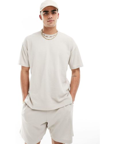 New Look – waffel-oversize-t-shirt - Weiß