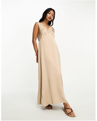 & Other Stories Lace Trim Maxi Slip Dress - Natural