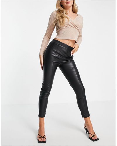 In The Style X Olivia Bowen - Jeans Met Leerlook - Zwart
