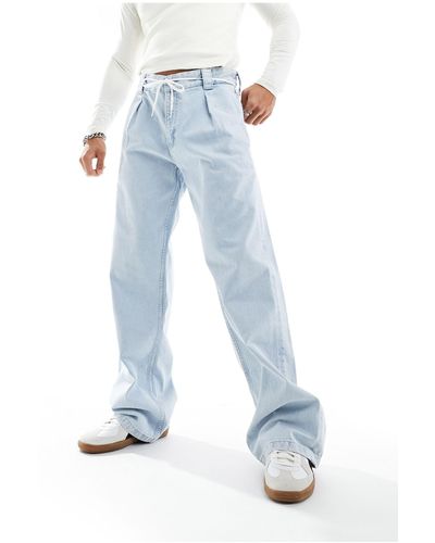 Calvin Klein Jeans ampi anni '90 con pieghe lavaggio chiaro - Blu