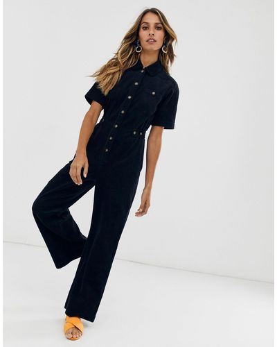 & Other Stories Corduroy Jumpsuit Met Knoopdetail - Blauw