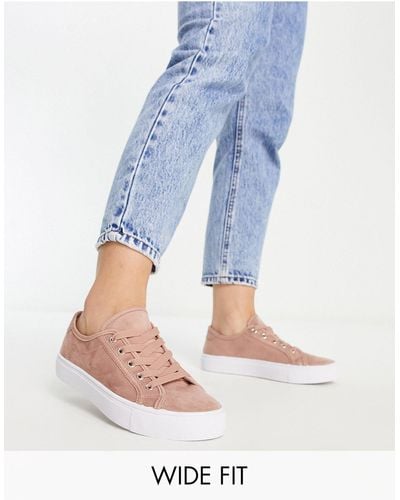 ASOS Wide Fit Dizzy Lace Up Trainers - Natural