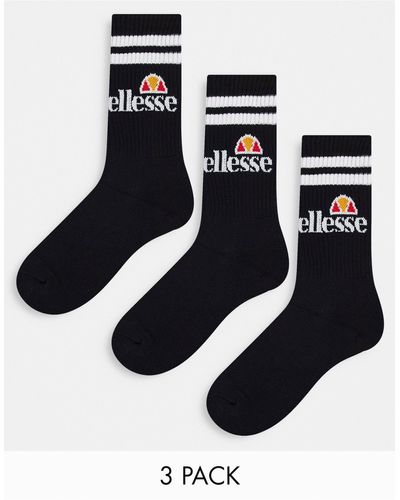 Ellesse Three Pack Crew Socks - Black