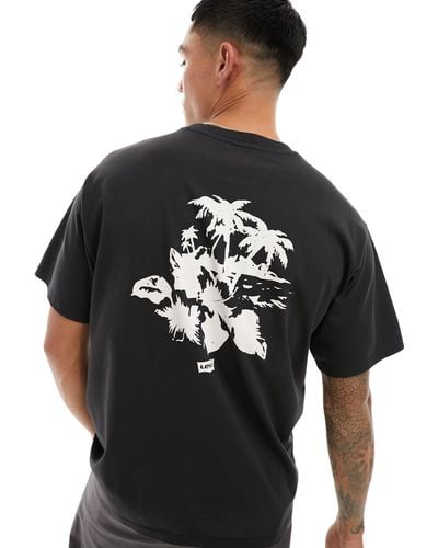 Levi's T-shirt With Central Palm Print Logo And Backprint - Black