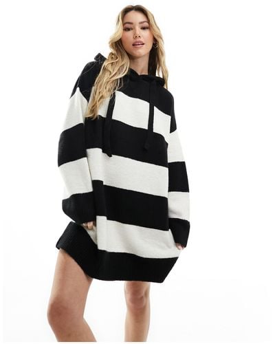 Miss Selfridge Knitted Hooded Jumper Dress - Black