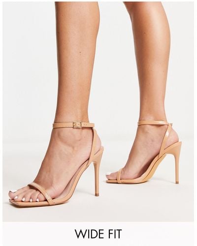 Truffle Collection Wide Fit Barely There Heeled Sandals - White