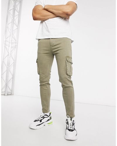 Bershka Super Skinny Cargo Trousers - Green