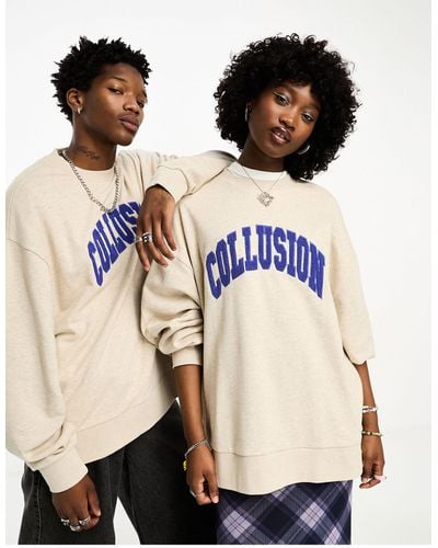Collusion Unisex Varsity Embroidery Oversized Sweatshirt - Black
