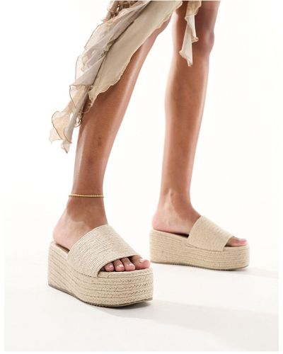 South Beach Platform Espadrille Mule Sandals - White