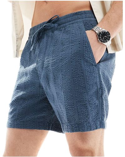 Abercrombie & Fitch – schlupf-shorts aus seersucker - Blau