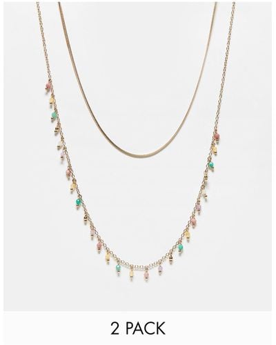 Accessorize 2 Pack Of Beaded Chain Necklaces - White
