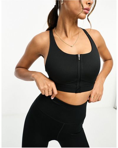 ASOS 4505 Icon Zip Front High Support Sports Bra - Black