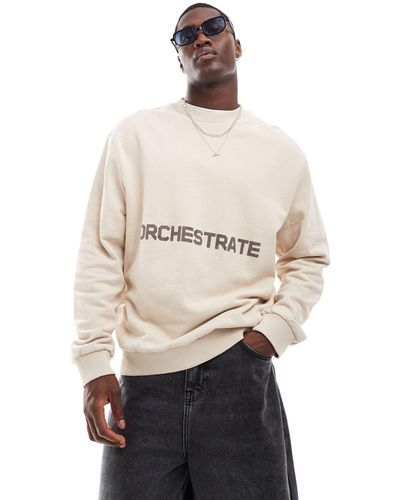 ASOS Oversized Sweatshirt With Text Print - Natural