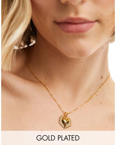 Rachel Jackson 22 Carat Plated Electric Love Mini Heart Necklace With Gift Box - Natural