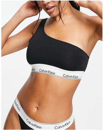 Calvin Klein Modern Cotton - Ongevoerde Bralette Met Blote Schouder - Zwart