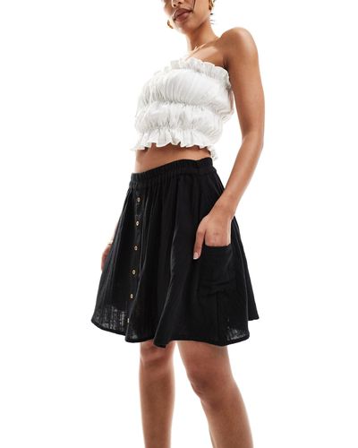 New Look Button Down Mini Skirt - White