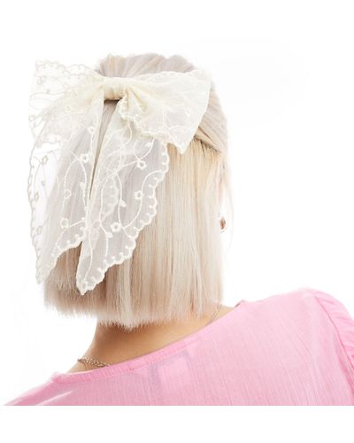Reclaimed (vintage) Lace Hair Bow - Pink