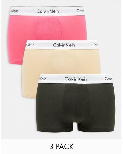 Calvin Klein Modern Cotton 3-pack Stretch Trunks - Pink