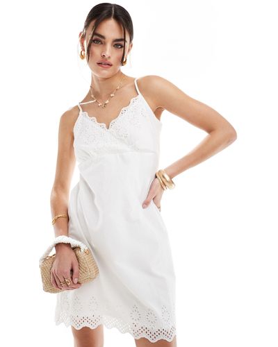 ONLY Broderie Detail Mini Dress - White