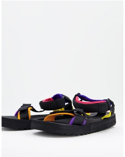 Bershka Velcro Sandals With Color Block - White