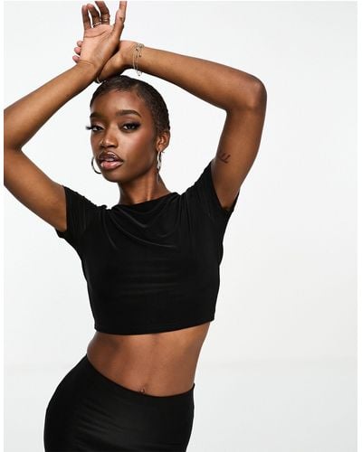 Public Desire Double Lined Crop Top - Black