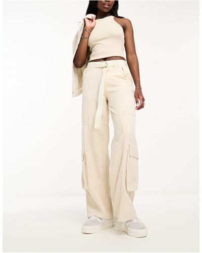 ASOS Soft Oversized Cargo With Belt - Natural
